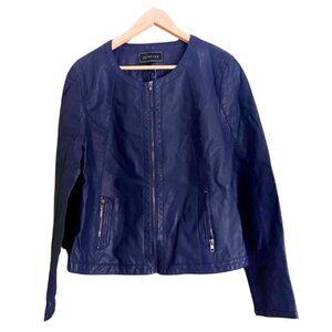 Metaphor Navy Blue Missy Faux Leather Jacket XL